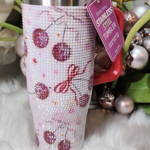 Juicy Couture Stainless Steel Rhinestone  Cherry 40oz Tumbler Insulated Cup New